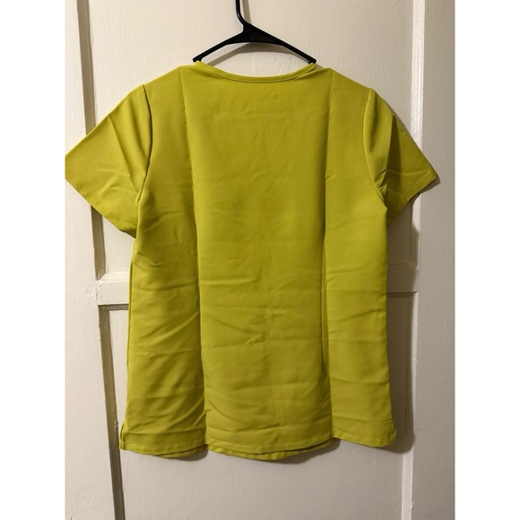 Figs Women's Short Sleeve V-Neck Top and Bottoms - Lime Green - Picture 2 of 4